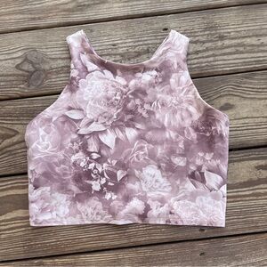 Athleta Floral Longline Sports Bra Tank Mauve Pink Size Small